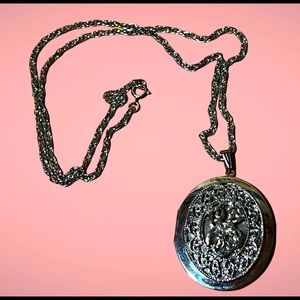 Vintage Silver-Chained Locket Necklace 
Women's Fashion  Jewelry